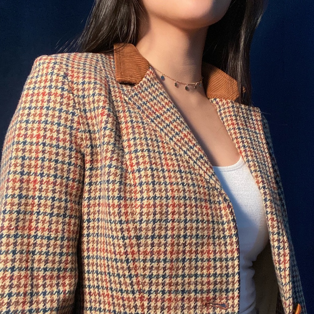 Vintage Houndstooth Patterned Blazer